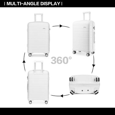 Валіза KONO Zwillingsrollen з TSA-замком, білий XL (76 см, 100 л)