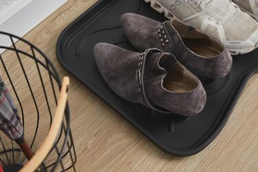 Carpido Shoe Drip Tray 3-Piece Set Shoe Rack Tray - Food Bowl Mat Bowl Mat Shoe Board Shoe Tray – Shoe Tray Drip Tray Black 38x75 cm