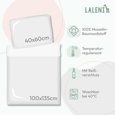 Бетв́а́жна тканина Laleni з бавовняного мусліну, 80x80 см + наволочка 35x40 см - комплект літньої постільної білизни з сертифікацією Oeko-TEX (Антрацит, 135x100 см, 40x60 см)