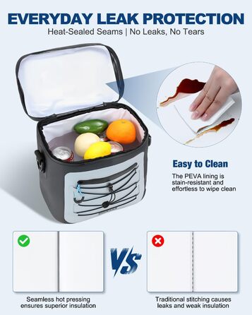 Чорна ізольована сумка-холодильник 24L для пікніків, пляжу, кемпінгу та транспортування продуктів