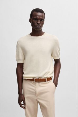 Чоловічий шкіряний ремінь BOSS Elloy-PC-An, італійського виробництва з логотипом, колір: Medium Brown