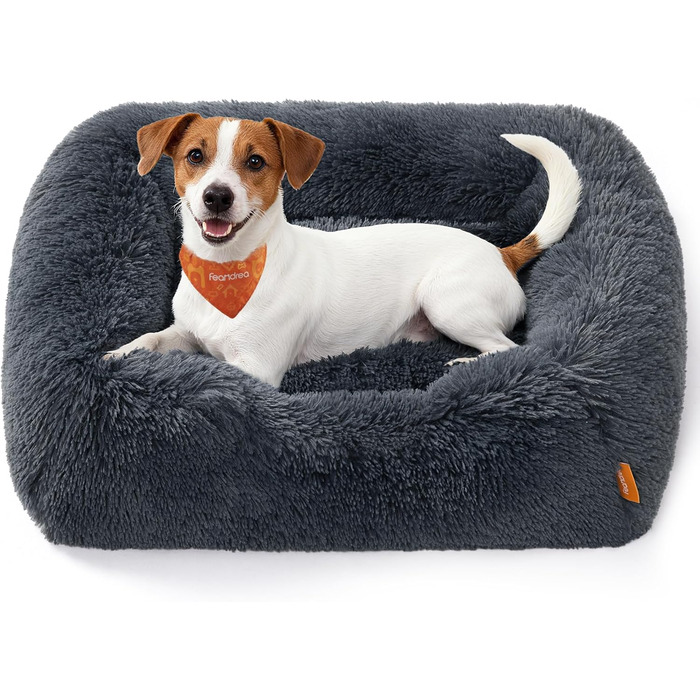 Ліжко для собак Feandrea, 71 x 55 x 18 см, м'яке лежання, корзина для собак, знятний чохол, антиковзаюча поверхня, Ombré сірий PGW271G01