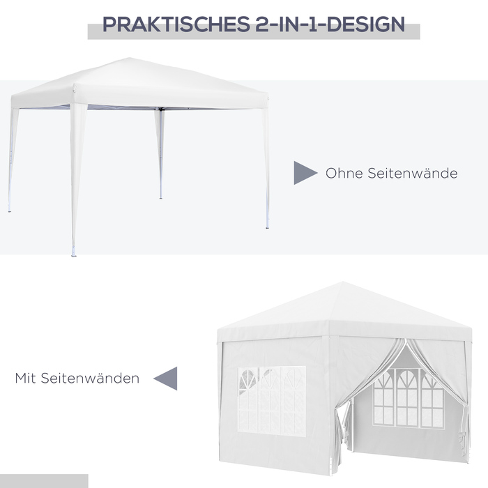 HOMCOM 3x3m Gazebo with 4 Side Walls & Windows, UV Protection, Includes Carry Bag, Steel & Oxford Fabric, White