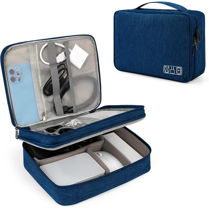 Водонепроникний органайзер для електроніки 2-х шаровий, 27x20x8 см (Темно-синій)