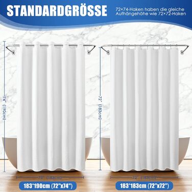 Водонепроникна штора для душу з вафельного текстилю 180x190 см, 260 GSM, біла. Преміум якість, анти-грибок, 10 петель, стиль готелю/SPA, машинне прання