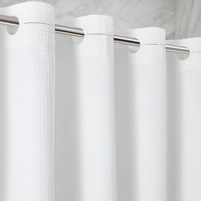 Водонепроникна штора для душу з вафельного текстилю 180x190 см, 260 GSM, біла. Преміум якість, анти-грибок, 10 петель, стиль готелю/SPA, машинне прання