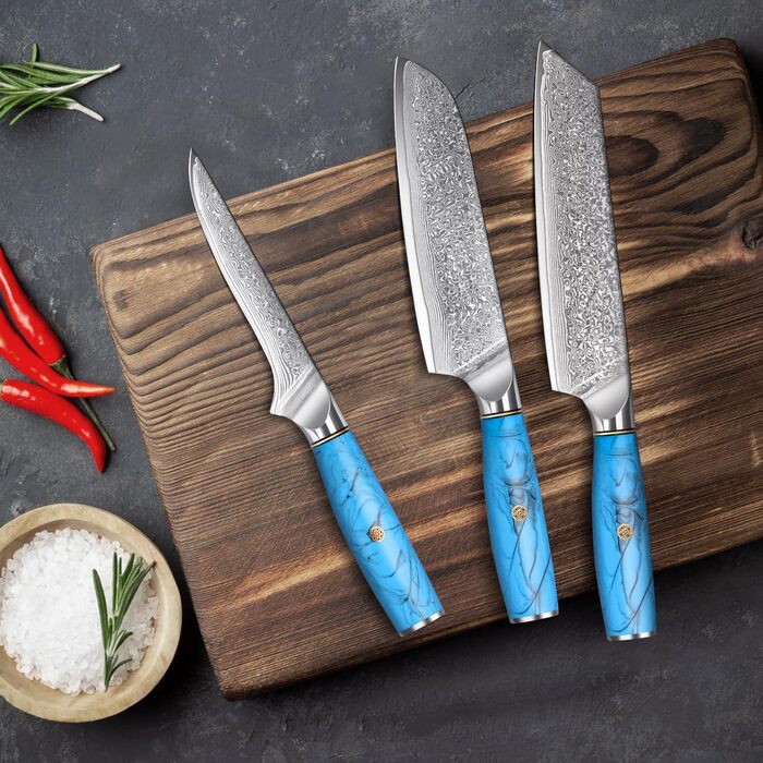 Ніж Kiritsuke Kochmesser з дамаської сталі Home Safety, 18.8 см, 67 шарів VG-10, ергономічна ручка, подарункова коробка