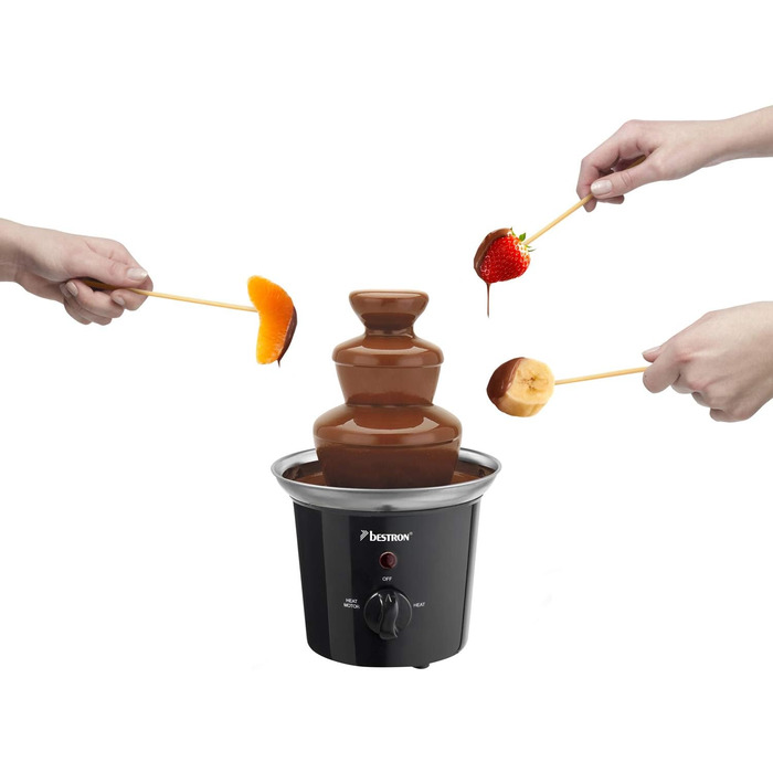 Шоколадний фонтан Bestron з 3 ярусами, 60 Вт, чорний колір, з підігрівом