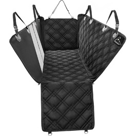 Meadowlark® Автоковдра для собак на заднє сидіння - Водостійка, повна комплектація, сітчасте вікно, захист від шерсті, бруду та подряпин, 2 чохли на підголівники, XL, Чорний (152.5 x 162.5 см)