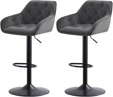 JaHECOME Adjustable Bar Stools Set of 2 - Grey Backrest Counter Height Stools for Kitchen Bar