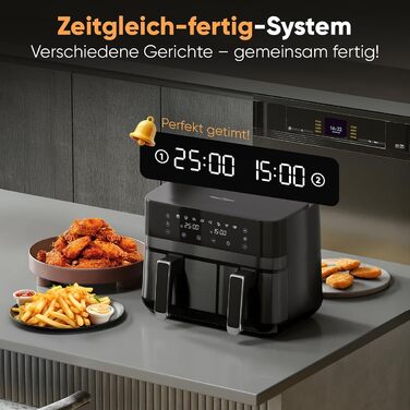 Фритюрниця ProfiCook з подвійними камерами, 9 літрів | Без олії | Airfryer | PC FR 1295 H
