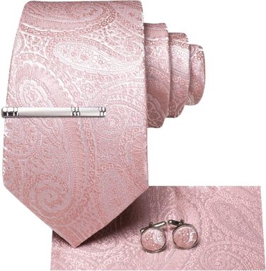 Краватний комплект Hi-Tie: краватка, краваткові хустинки та краваткові затискачі, блідо-рожевий колір