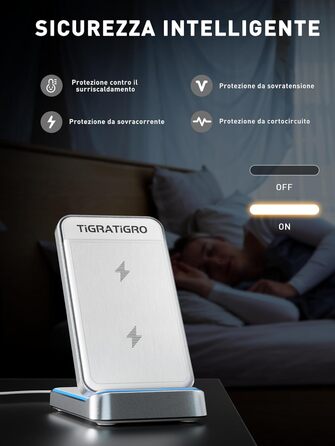 Бездротовий зарядний пристрій TigraTigro 15W Qi, складний, швидка зарядка для iPhone 16/15/14/13/12, Samsung Galaxy, Google Pixel, тримач для навушників, компактний (Срібний) DH18-White