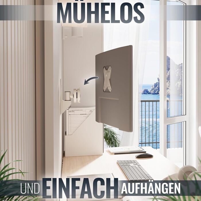 Настінне кріплення для монітора RICOO S1511 13-34 дюйми, поворотне, VESA 75x100 мм