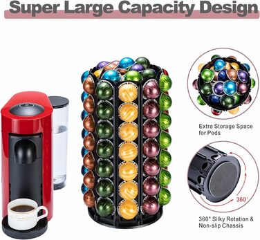 Підставка для капсул Nespresso та кавових падів Vertuo, карусель на 100+ капсул, чорна