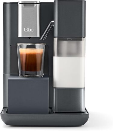 Tchibo Qbo MILK MASTER Premium Capsule Machine for Cappuccino, Espresso, Caffè Crema, Caffè Grande, Milk Foam at the touch of a button with a detachable 300ml milk tank, with automatic shut-off, Gentle Grey
