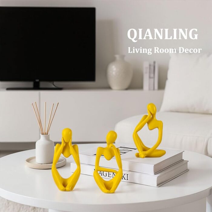 Набір керамічних ваз – 3 шт. Вази у стилі фермерського дому, декор для дому, вітальні, столу, каміну та входу (жовтий)