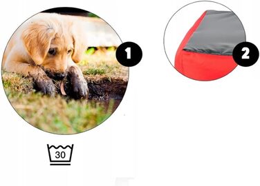 KingDog Microfiber Dog and Cat Bed with Two Cushions, Dog Cushion, Dog Basket, Pet Bed, Washable, Waterproof Material (Inner Dimensions: 40x30cm / Outer Dimensions: 55x45cm, Grey/Black)