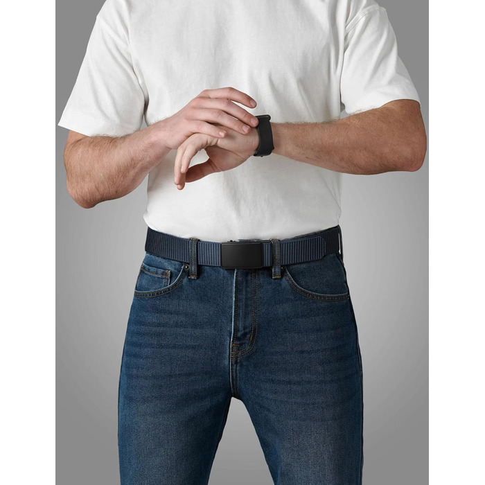 Чоловічий ремінь JUKMO Automatik з нейлону, ширина 3.8 см, з регулюванням, розмір M (91-105 см), довжина 125 см, колір: синій