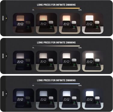 Бездротовий зарядний пристрій COLSUR 3 в 1: зарядка, нічник, будильник. Підходить для iPhone 16/15/14/13/12/11/X/8 Pro Max/Mini/Plus (Чорний)