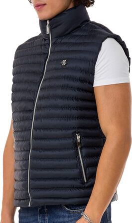 Чоловіча вітрозахисна куртка Redbridge з коміром-худи, модель Bubble Vet, чорна (M, темно-синій)