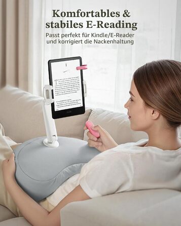Гнучкий тримач-подушка SAIJI для планшета та Kindle, регульований стійкий підставник 360° для iPad, iPhone та пристроїв від 4,7 до 15,6 дюймів, сірий