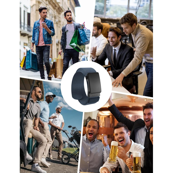 Чоловічий ремінь JUKMO Automatik з нейлону, ширина 3.8 см, з регулюванням, розмір M (91-105 см), довжина 125 см, колір: синій