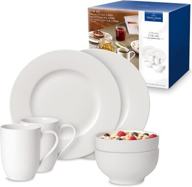 Villeroy & Boch For Me Кружка 2 шт 290 мл Біла, для кави та чаю, Преміум фарфор, Посуд для двох, Підходить для мікрохвильовки та посудомийної машини