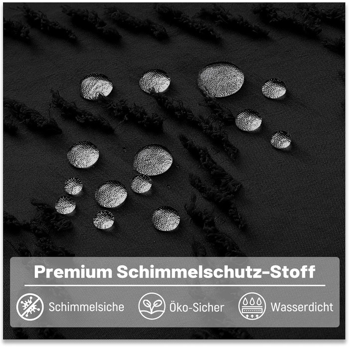 Штора для душу BTTN 180x180 см, Бохо, бежева з китицями, водонепроникна, з гачками (1 шт)