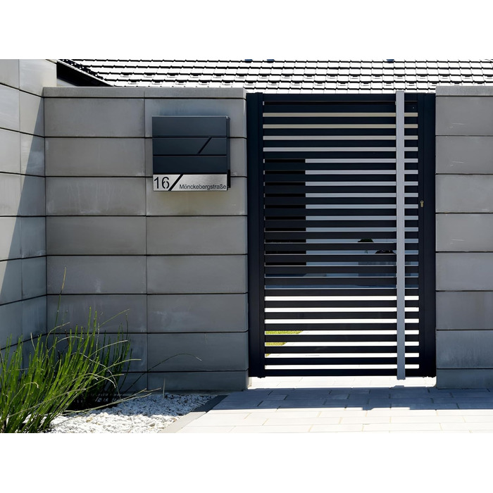 Поштовий ящик з газетницею з нержавіючої сталі, настінний, з замком та газетницею - лазерне гравіювання (Модель 4)