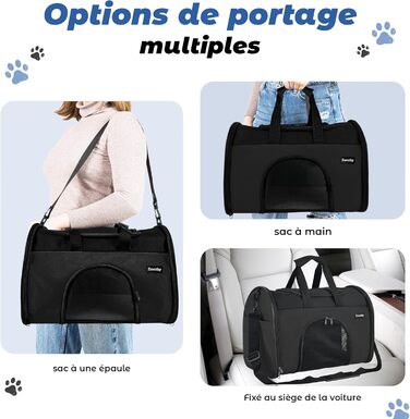 Транспортна сумка для котів та собак Zavothy, чорна, розмір S, з м'якою підстилкою та регульованим ременем