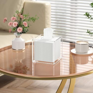 AITEE Acrylic Tissue Box Cover: Transparent Square Tissue Holder, Napkin Dispenser for Home, Bathroom, Kitchen, Bedroom, Office, Coffee Table, Restaurant