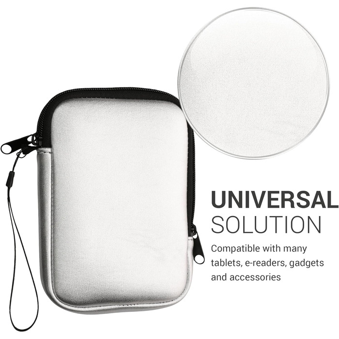 Чохол для eReader kwmobile - Неопренова сумка-чохол, захисна обкладинка - 17 x 12 x 2 см, внутрішні розміри 6' eReader (6' eReader, сріблястий)
