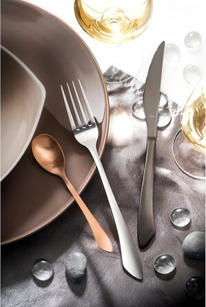Набір столових приборів Amefa INSTINCT для 4 осіб (24 шт.) | Нержавіюча сталь 18/0, матове покриття, PVD, вінтажний стиль