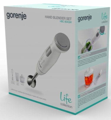 Занурювальний блендер Gorenje HBC804QW, 800 Вт, білий