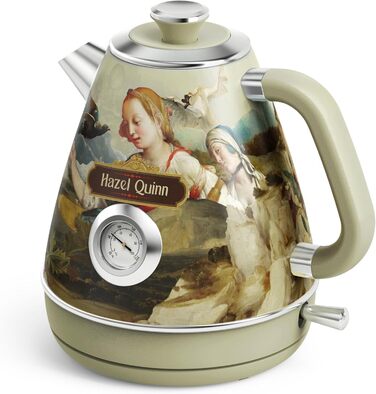 Hazel Quinn Kettle Retro Vintage Design Stainless Steel, 1.7 Liter, BPA-free, Stainless Steel, Automatic Shut-off, Water Kettle Temperature Display, Strix Controller, Dry Boil Protection, Renaissance