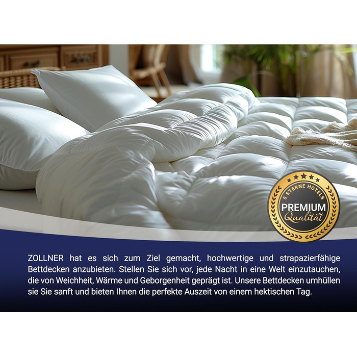 ZOLLNER 4-Season Duvet 240x220 cm - for Summer and Winter - made of 2 buttoned-together duvets - washable up to 60 °C - Hotel Quality - Oeko Tex Certified 240 x 220 cm White