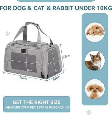 Транспортна переноска для котів та маленьких собак Petfit, сіра, L - легка переноска для подорожей літаком з ремінним кріпленням та розширюваним килимком