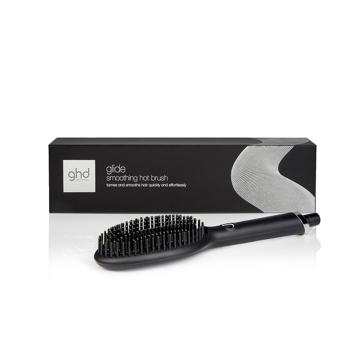 Гладка щітка ghd Glide: для шовковистого та блискучого волосся, випрямляє та дисциплінує сухе волосся, без пуху, для всіх типів волосся, без екстремальних пошкоджень, чорна