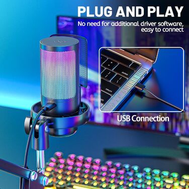 USB мікрофон для геймінгу та стримінгу: конденсаторний мікрофон з виносним кріпленням, кабель 1.5м, сумісний з PC, PS4/PS5, iOS/Windows/Android