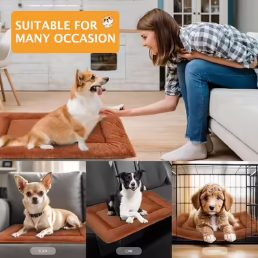 Dog Bed Soft and Warm Mat Dog Cushion Washable Cozy Reversible Pet Sofa Cushion PS085 (90x70 CM, Orange)