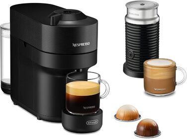 Кавомашина Nespresso Vertuo Pop ENV90.P з функцією Cold Brew, Bluetooth та Wi-Fi, 4 розміри чашок, в комплекті Aeroccino та подарунковий набір, Liquorice Black