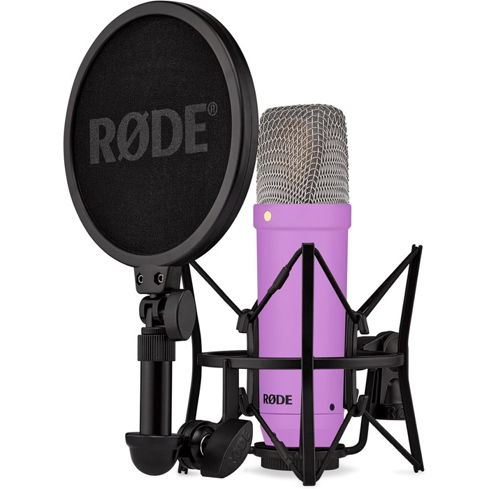 Мікрофон RØDE NT1 Signature Series Violett: конденсаторний, з поп-фільтром та XLR-кабелем для запису вокалу, музики, стрімінгу та подкастів