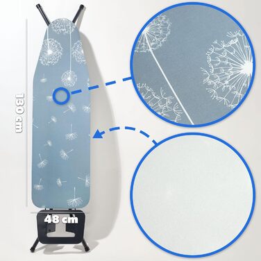 Покриття для прасувальної дошки KADAX з еластичним гумкою, практичне, для парових прасок, заміна (Pusteblumen XL)