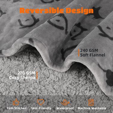 Водонепроникний плед для собак Nobleza XXL (203 x 152 см), м'який та пухнастий, для собак та котів, можна прати в машині, двосторонній чохол для дивану, сірий