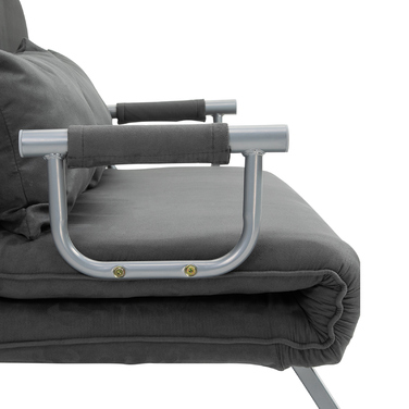 HOMCOM 2-Seater Sleeper Sofa with Armrest 65x69x80cm 3-in-1 Sleeper Chair, Guest Bed, Foldable Mattress, Faux Velvet, Gray | Aosom