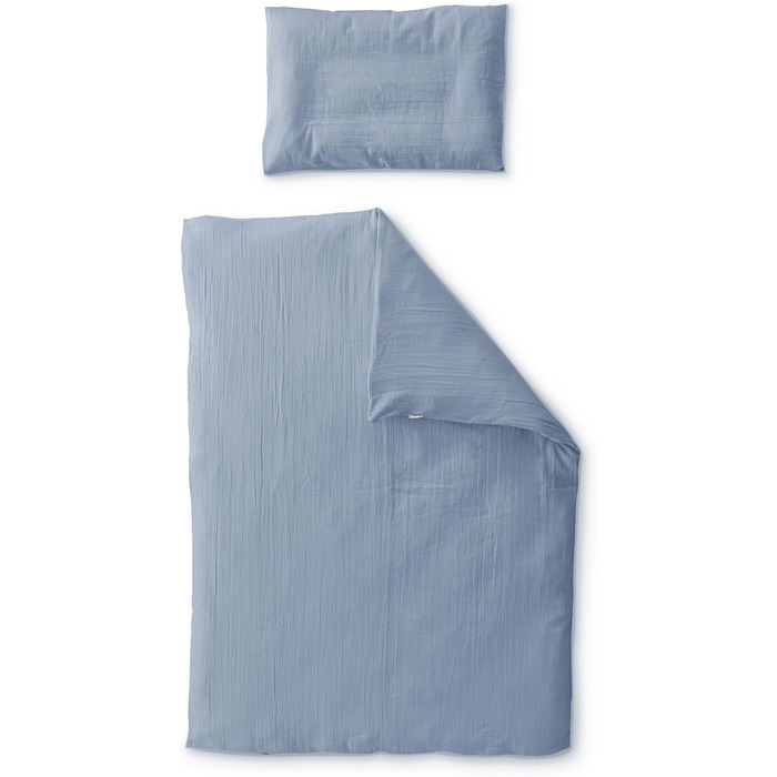 Набір постільної білизни Ehrenkind® з мусліну | 100% органічна бавовна | Standard 100 by Oeko-TEX | 100x135cm + 40x60cm, джинсовий колір