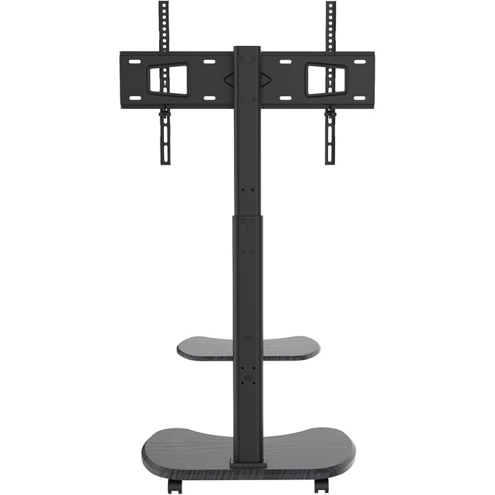 Підставка для телевізора Stellar на коліщатках з полицею, регульована по висоті та поворотна. Підходить для телевізорів 32-70 дюймів, до 45 кг, універсальна, VESA 600x400, білий (чорний)