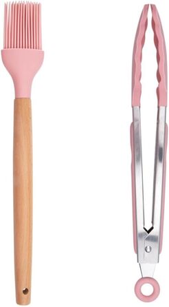 Набір кухонних аксесуарів Alpina 7 предметів з поворотним підставкою - кухонні інструменти, силікон, рожевий