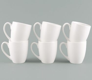 Hansekitchen Coffee Mug Set Large – Coffee Cups made of high-quality and sturdy ceramic, large handles, large mugs (White, Set of 6)